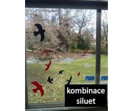Ptačí siluety na sklo 9 ks - červené