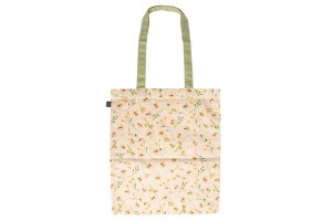 Plátěná nákupní taška s potiskem květin a včelek