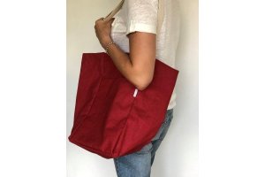 Lněná nákupní taška červená L