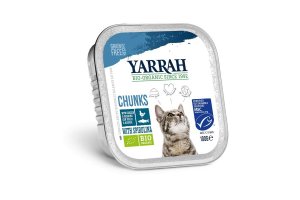Kuřecí kousky s rybou ve šťávě - Pro kočky Yarrah BIO 100g